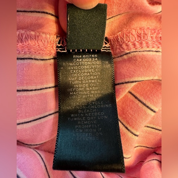 SOLD Lauren Ralph Lauren Size Large Pink Stripe Pajama 2Piece Capri Set Monogram - Picture 13 of 13